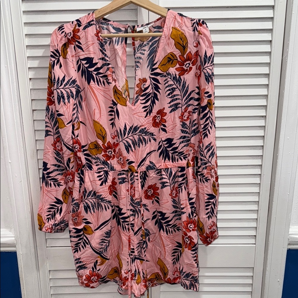 Bar III Pink and Navy Floral Romper